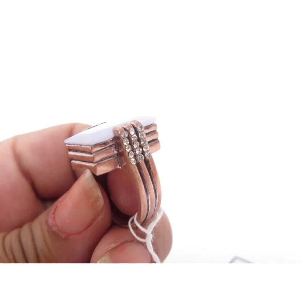 Faux Opal Copper Emerald Cut Ring‎